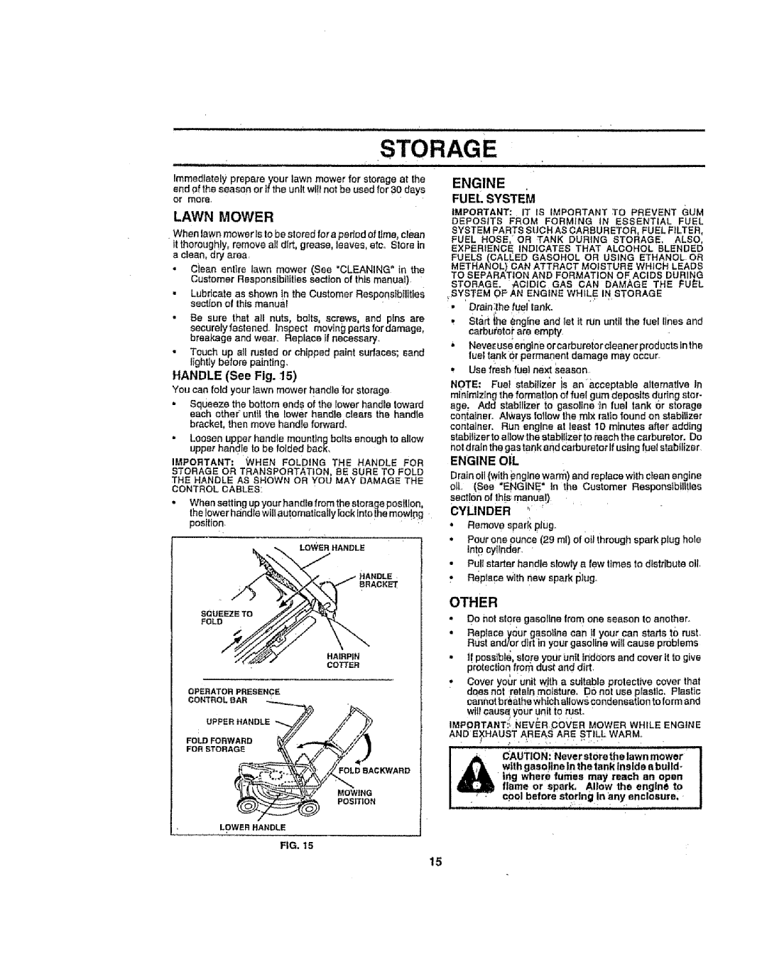 Sears 917386121 owner manual Other, Handle See Fig, Fuel System, Engine oIL, Cylinder 