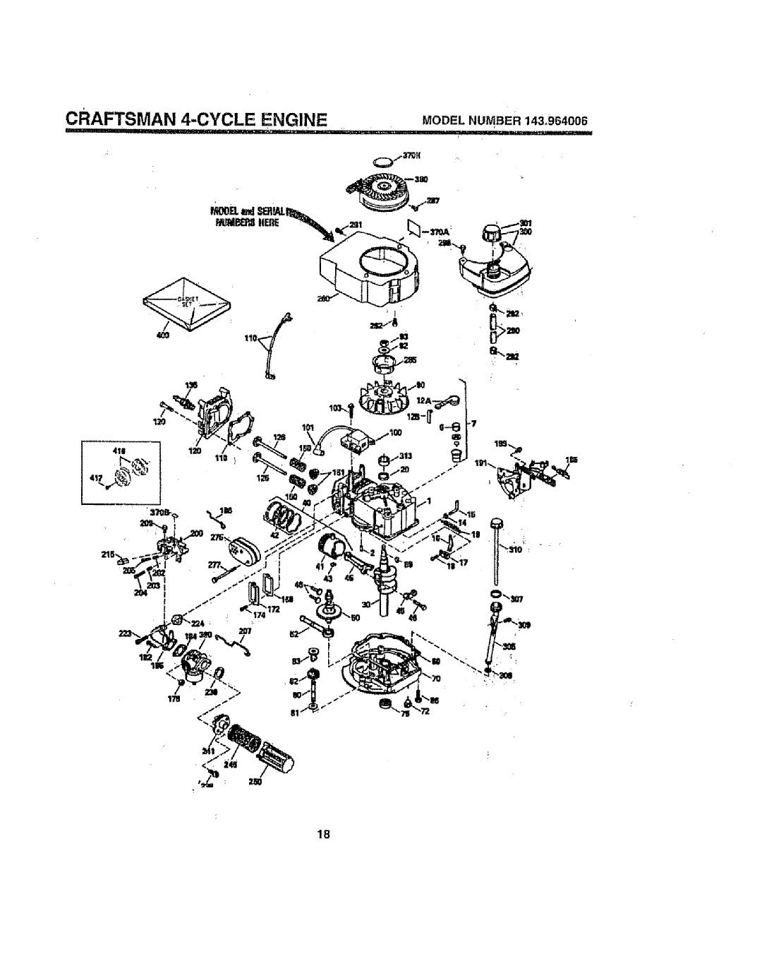 Sears 917386121 owner manual Model Number 143o964006 