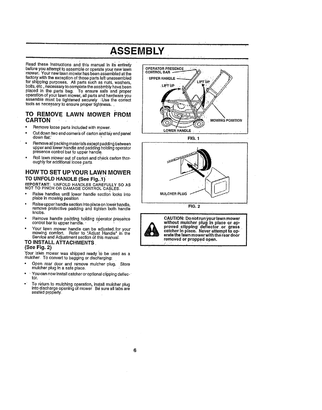 Sears 917386121 owner manual Assembly, Carton, Li Up, To Remove Lawn Mower From, Howto Set Upyour Lawn Mower 