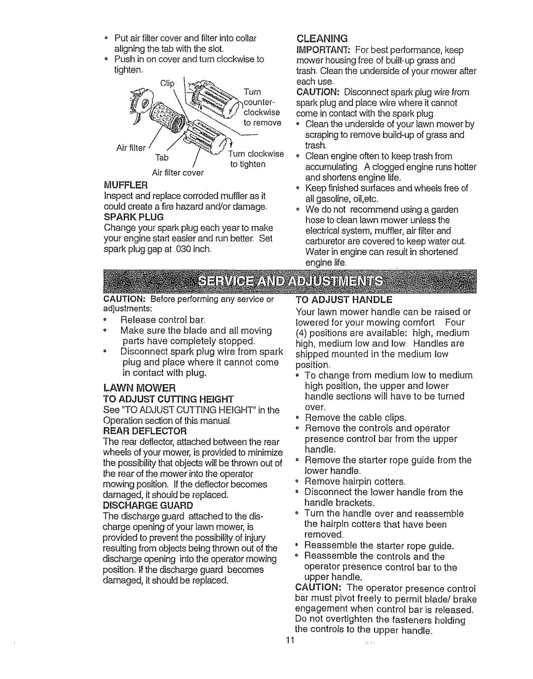 Sears 917.387023 owner manual Lawn Mower 