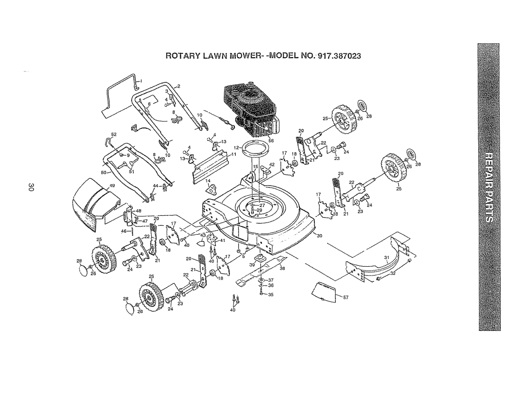 Sears owner manual Rotary Lawn MOWER--MODEL NO.917.387023 