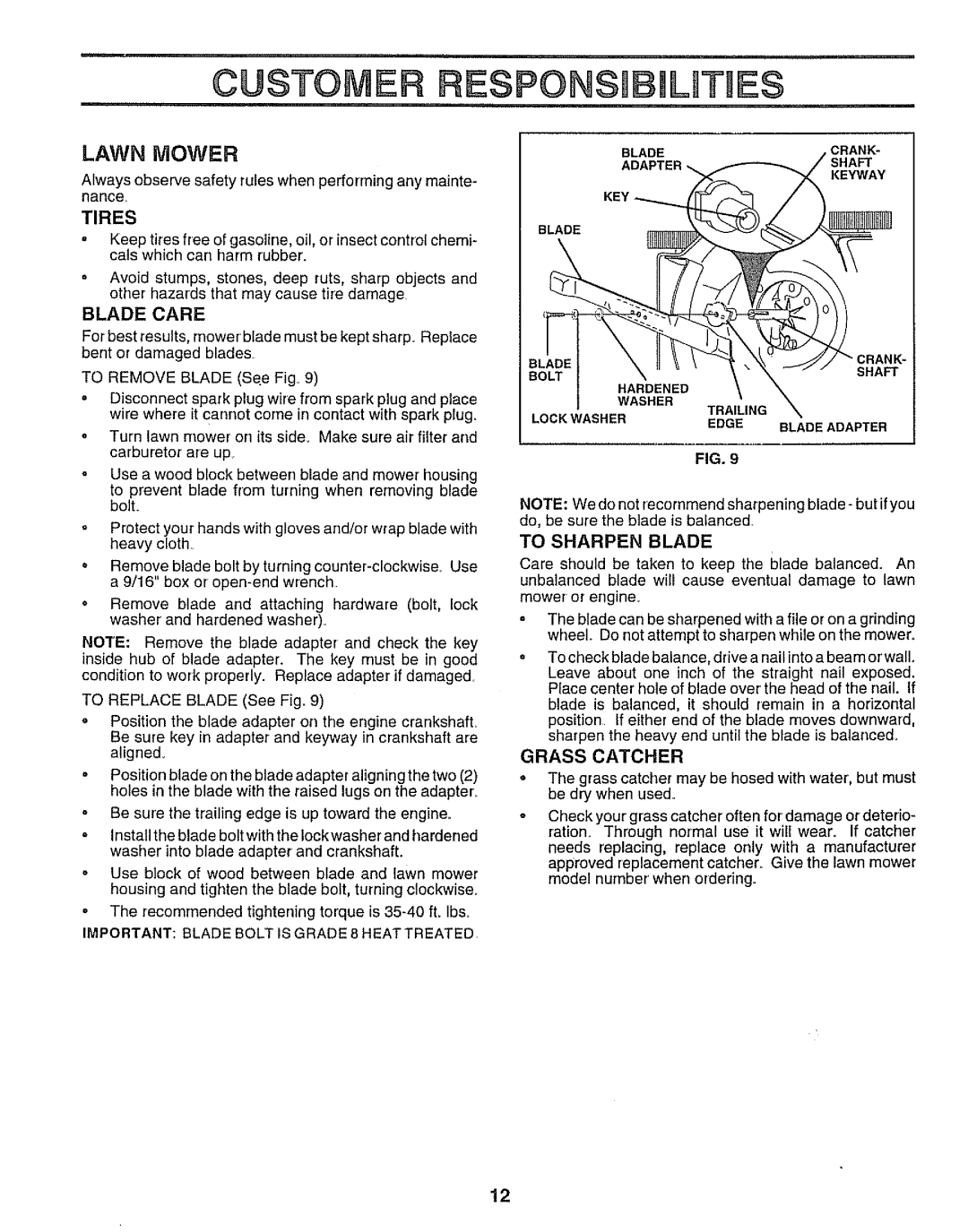 Sears 917.38713 owner manual Lawn Mower 