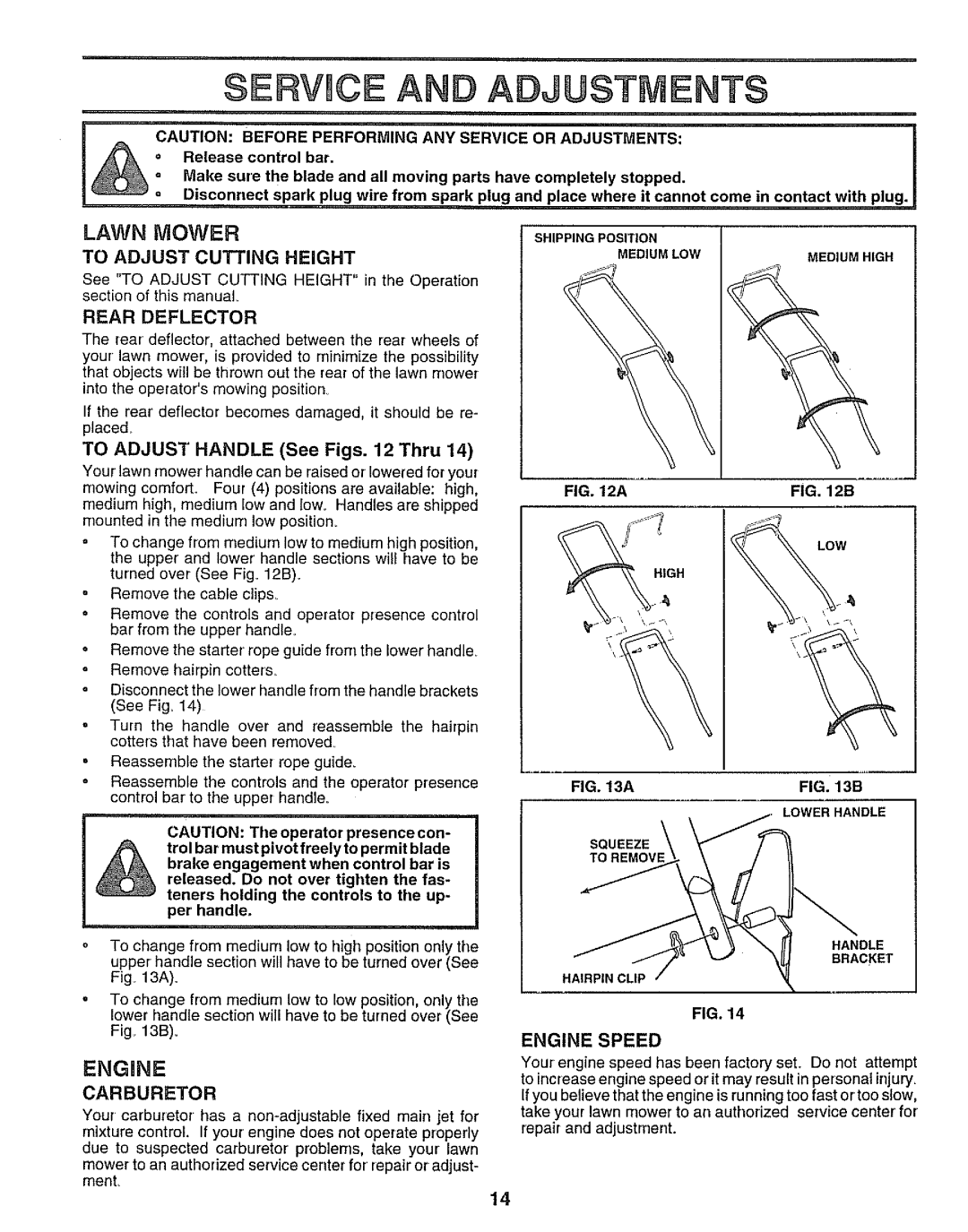 Sears 917.38713 owner manual Engine, Rear Deflector, Low 