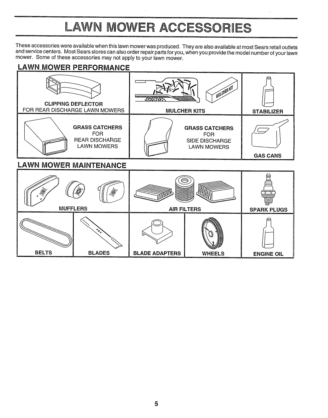 Sears 917.38713 owner manual LAWN.MOWER Performance, Lawn Mower Maintenance, Stabilizer, GAS Cans 