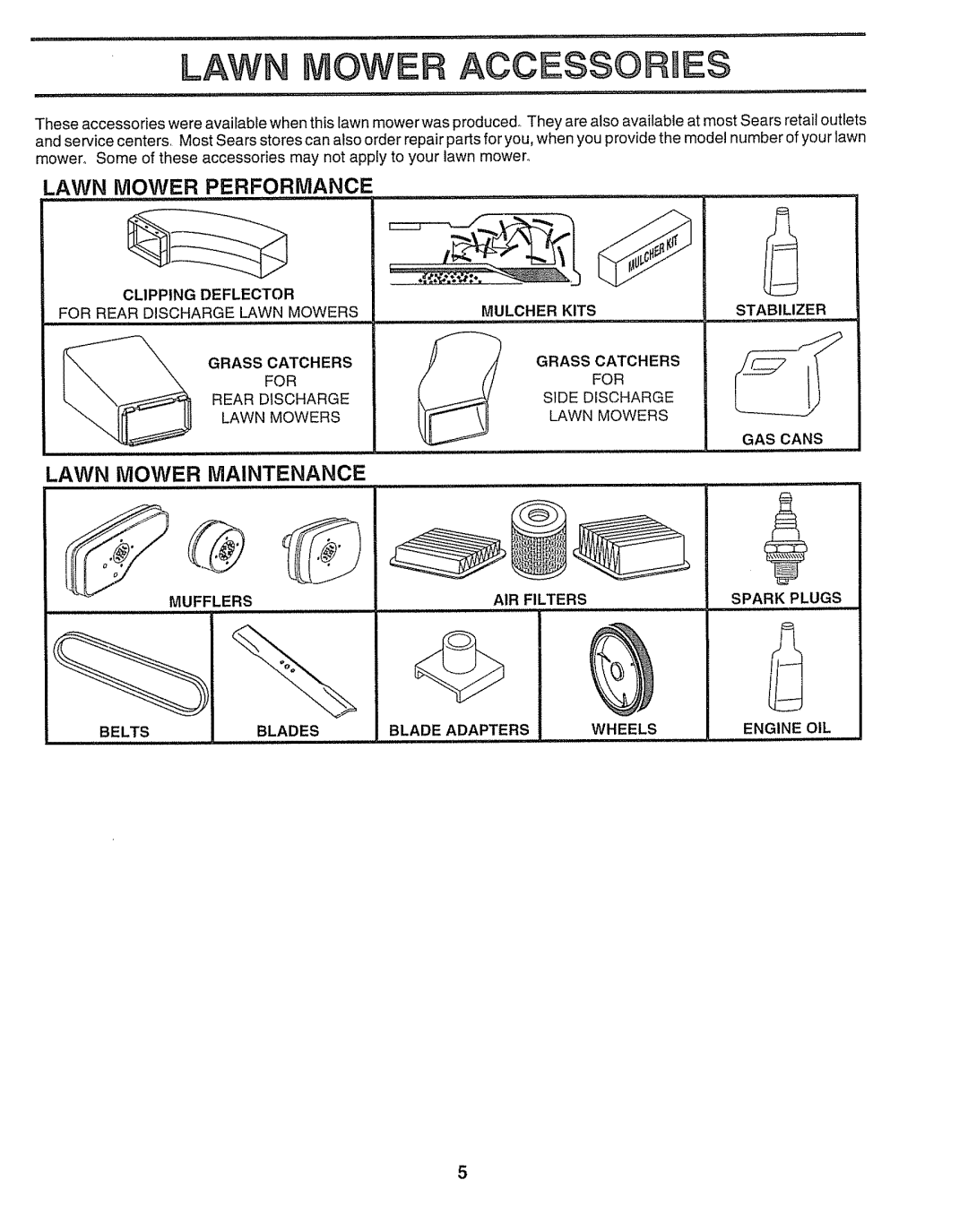 Sears 143.974506, 917.38783 owner manual Lawn E Accessories, Maintenance 