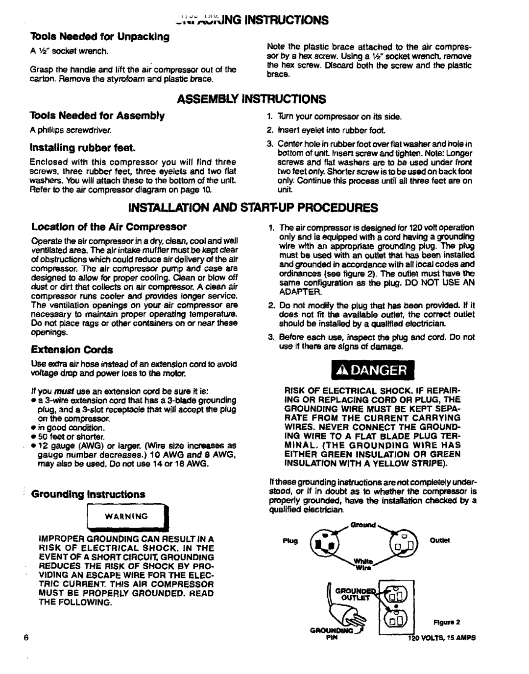 Sears 919, 150270 owner manual Assembly Instructions, Installation and Starfupprocedures, Adapter 