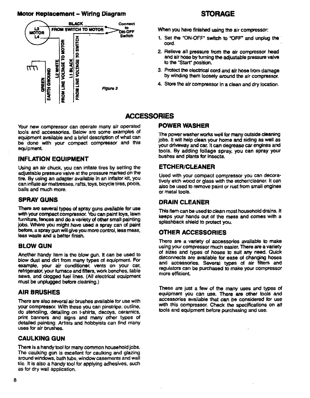 Sears 919, 150270 owner manual Storage, Accessories 