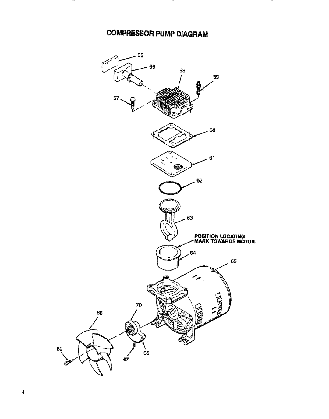 Sears 919.15402, 919.15442, 919.15432, 919.15412 owner manual Compressor Pump Diagram, MK Towards Motor 