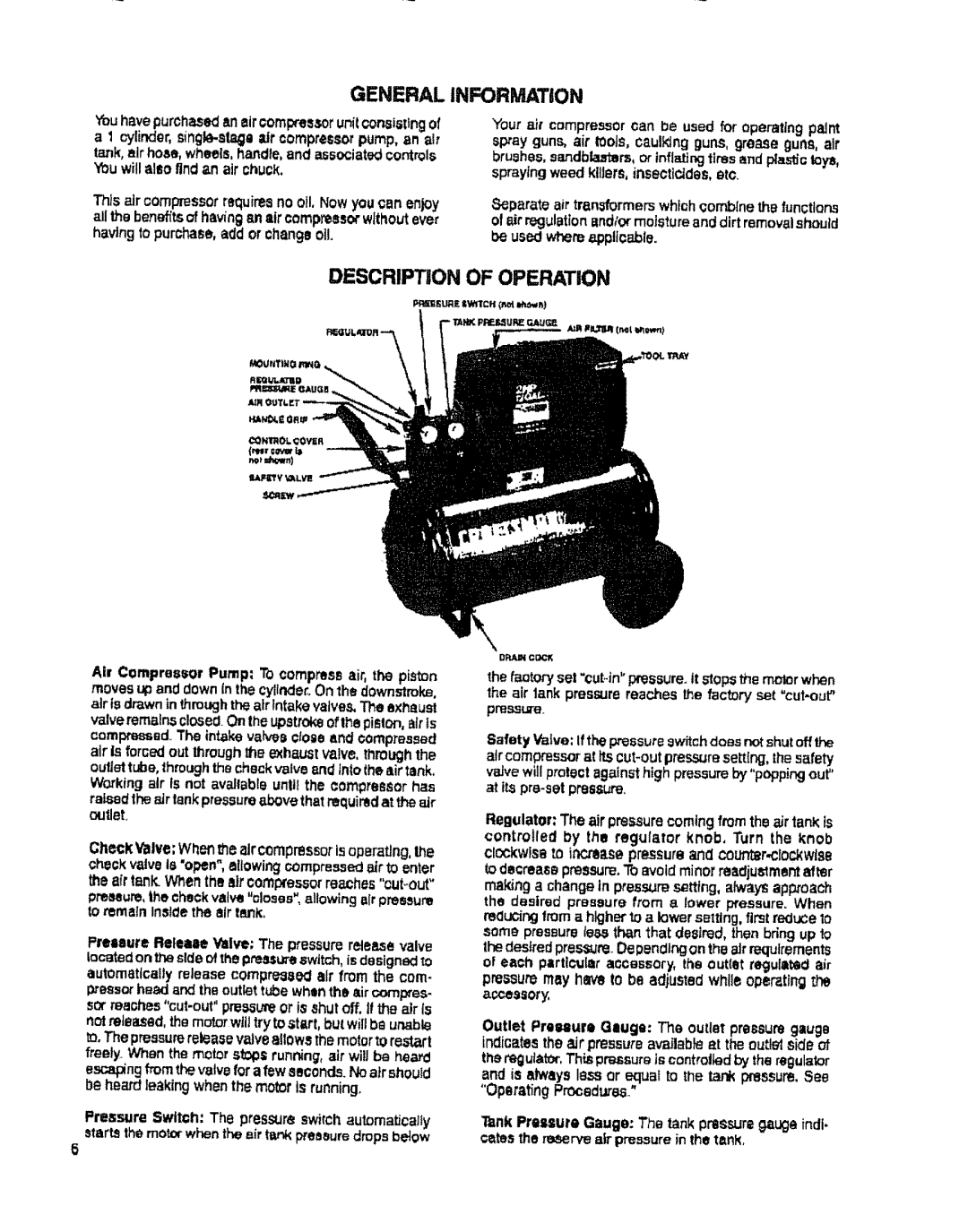 Sears 919.15402, 919.15442, 919.15432, 919.15412 owner manual General Information, Description of Operation 