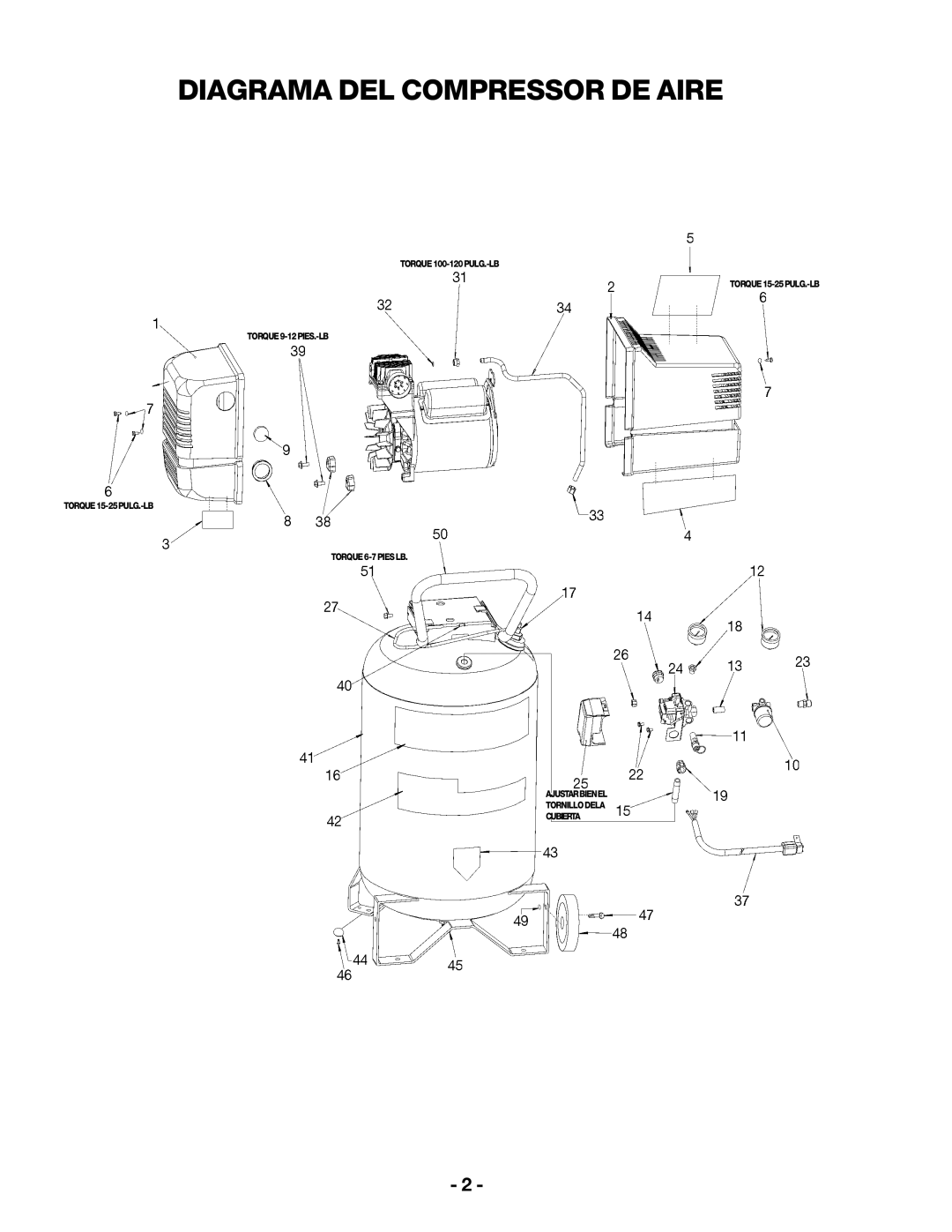 Sears 919.1652 specifications Diagrama DEL Compressor DE Aire 