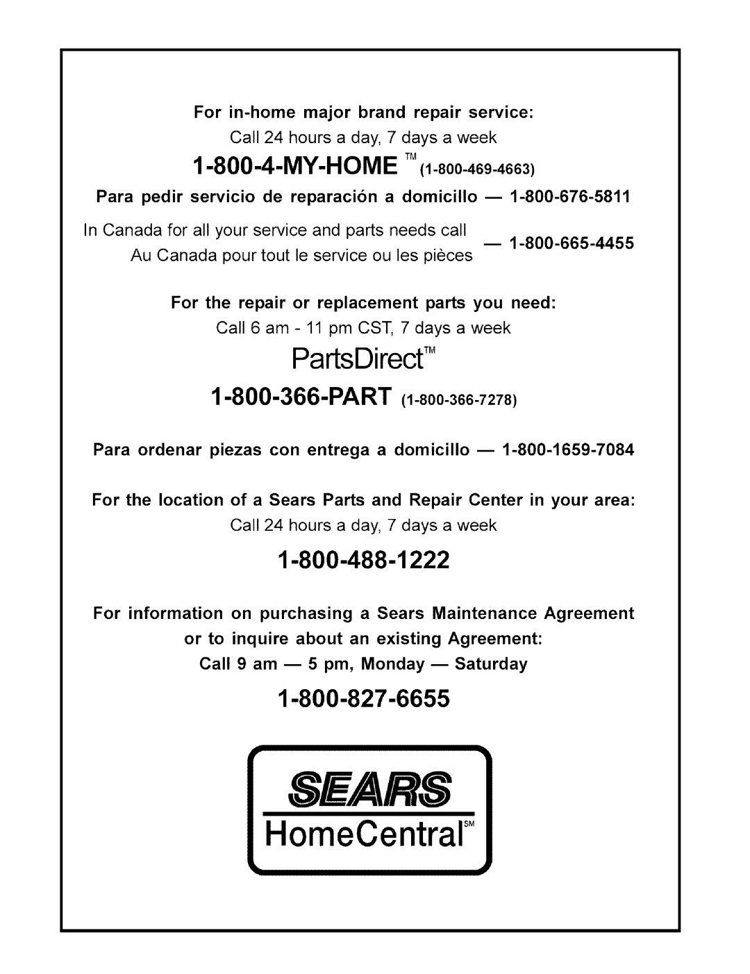 Sears 919.32721 owner manual HomeCentraF 