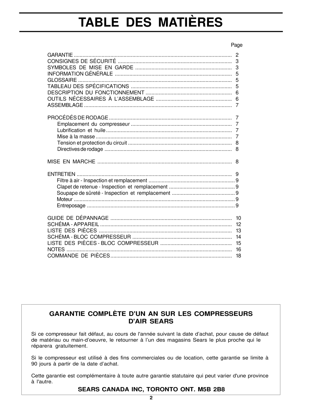 Sears 919.72633 owner manual Table DES Matières, Tension et protection du circuit 