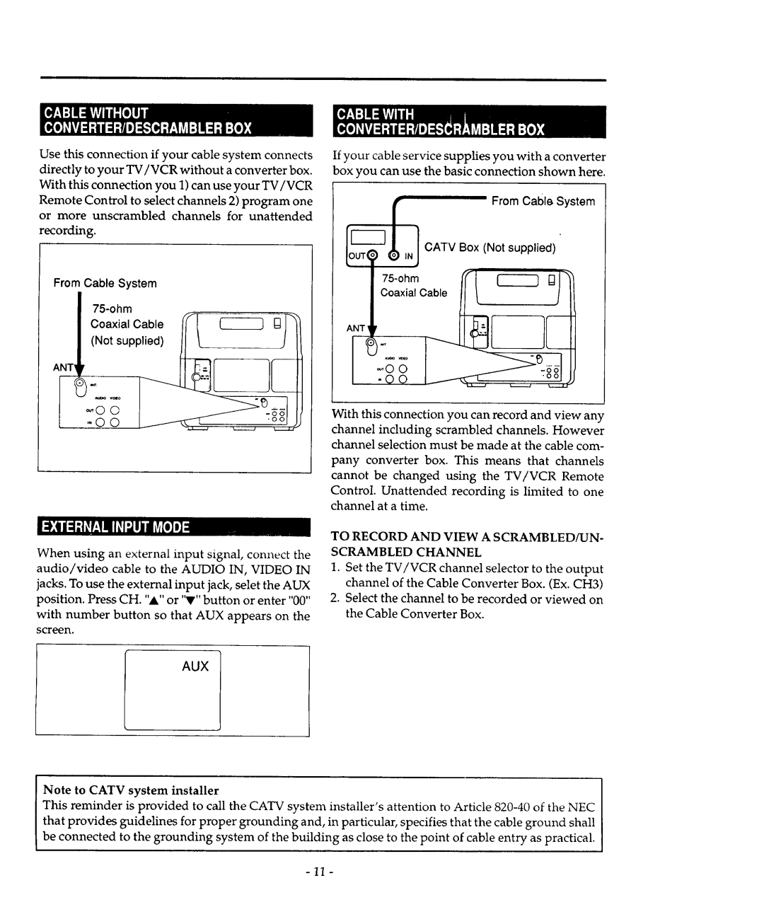 Sears 934.4482639 owner manual ohm Coaxial Cable Not supplied, To Record and View a SCRAMBLED/UN Scrambled Channel 