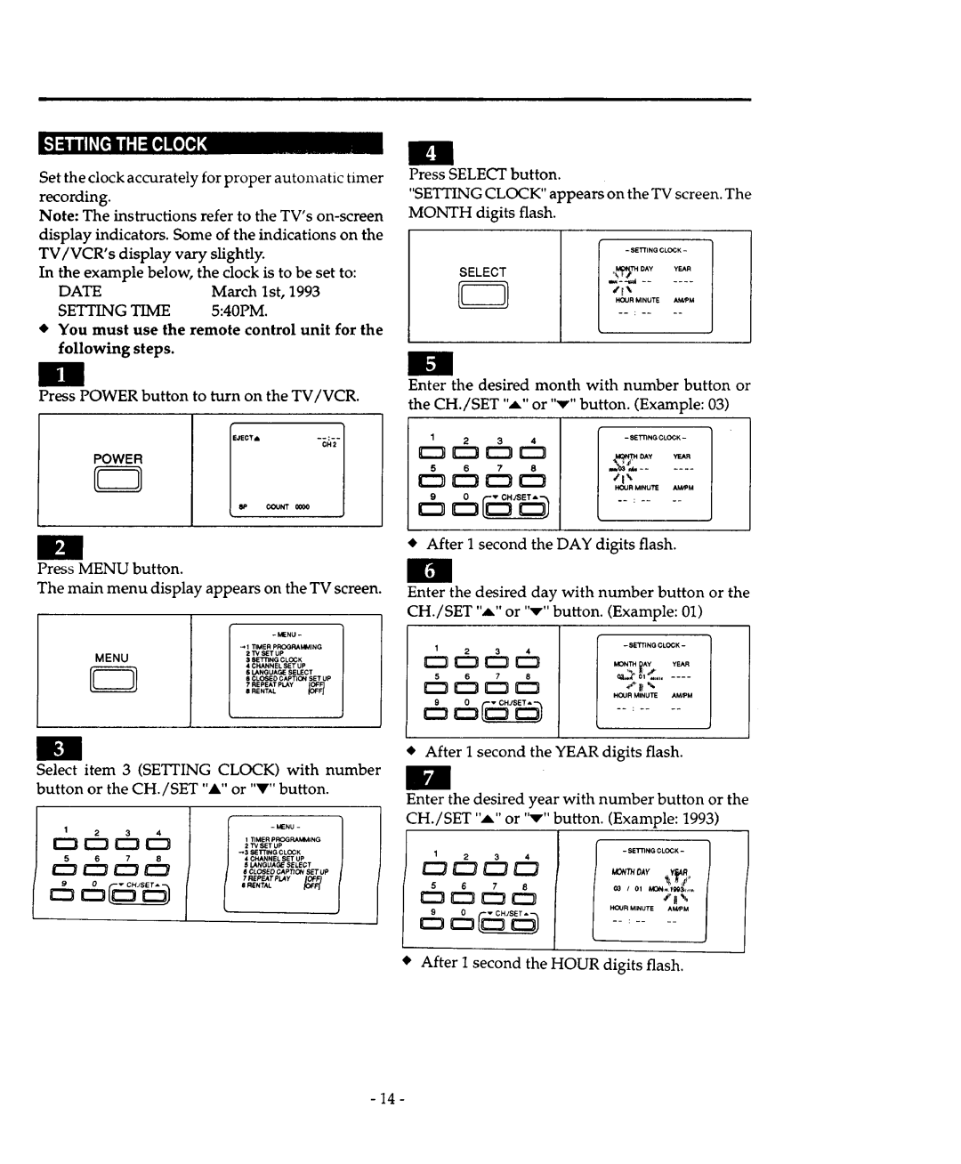 Sears 934.4482639 owner manual Setting Time 540PM, M--z r, =3 C3 r r, B--r 