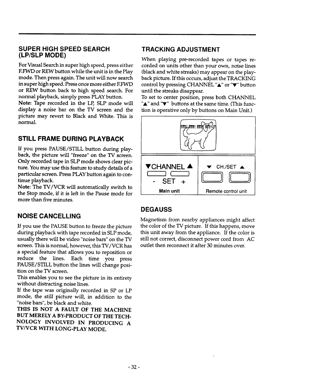 Sears 934.4482639 Super High Speed Search LP/SLP Mode, Tracking Adjustment, Still Frame During Playback, Noise Cancelling 