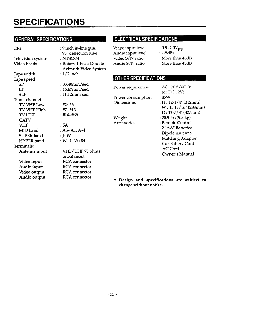 Sears 934.4482639 owner manual Specifications, #2-#6 