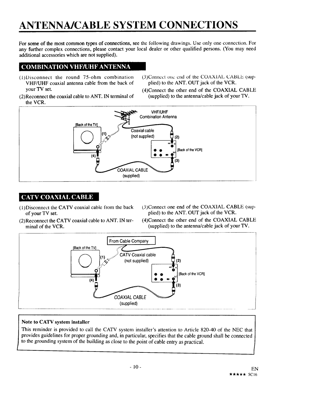 Sears 934.5512559 owner manual Antennmcable System Connections, ¥ IkvJKOTIkqV,.IIIEV.I H B 