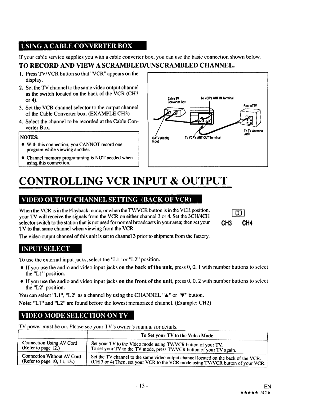 Sears 934.5512559 owner manual Controlling VCR Input & Output, Illl, VdI I OlV0 N N mKN H01 01MIki 