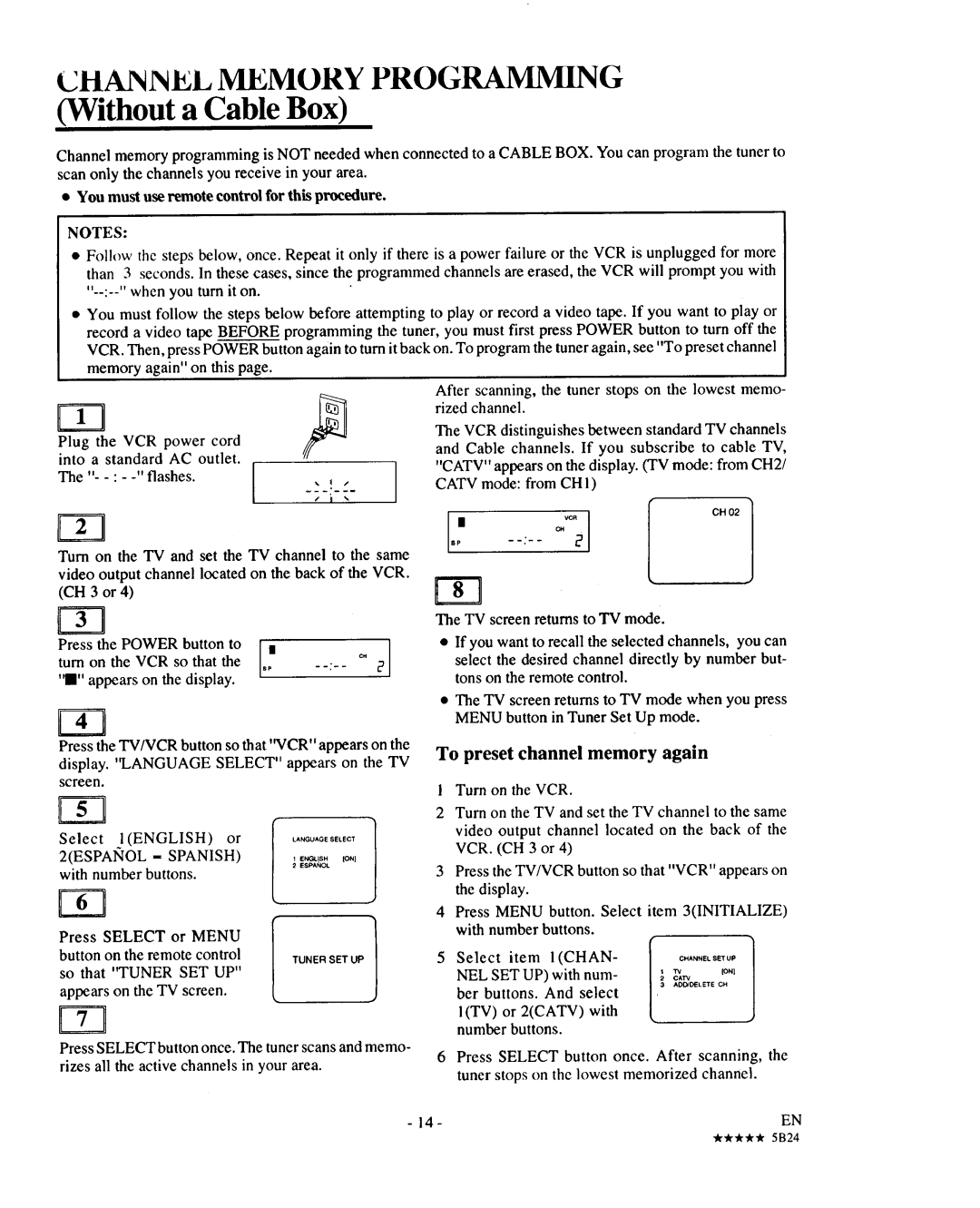 Sears 934.5512559 owner manual Without a Cable Box, You must use remote control for this procedure 