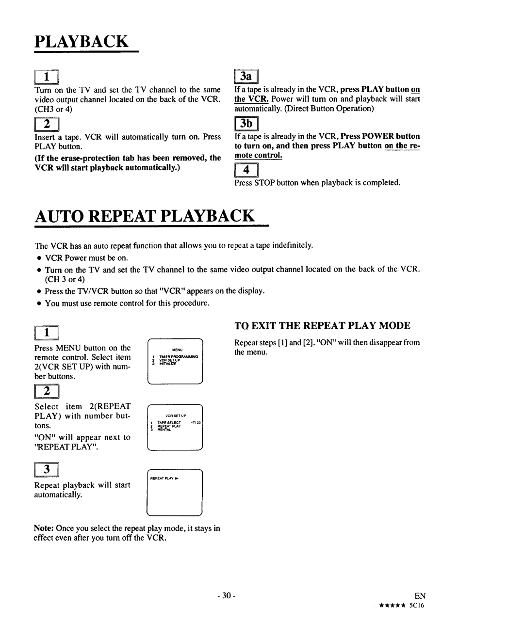 Sears 934.5512559 owner manual Auto Repeat Playback, To Exit the Repeat Play Mode 