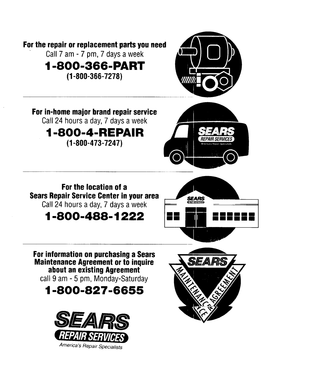 Sears 934.5512559 owner manual Repair 