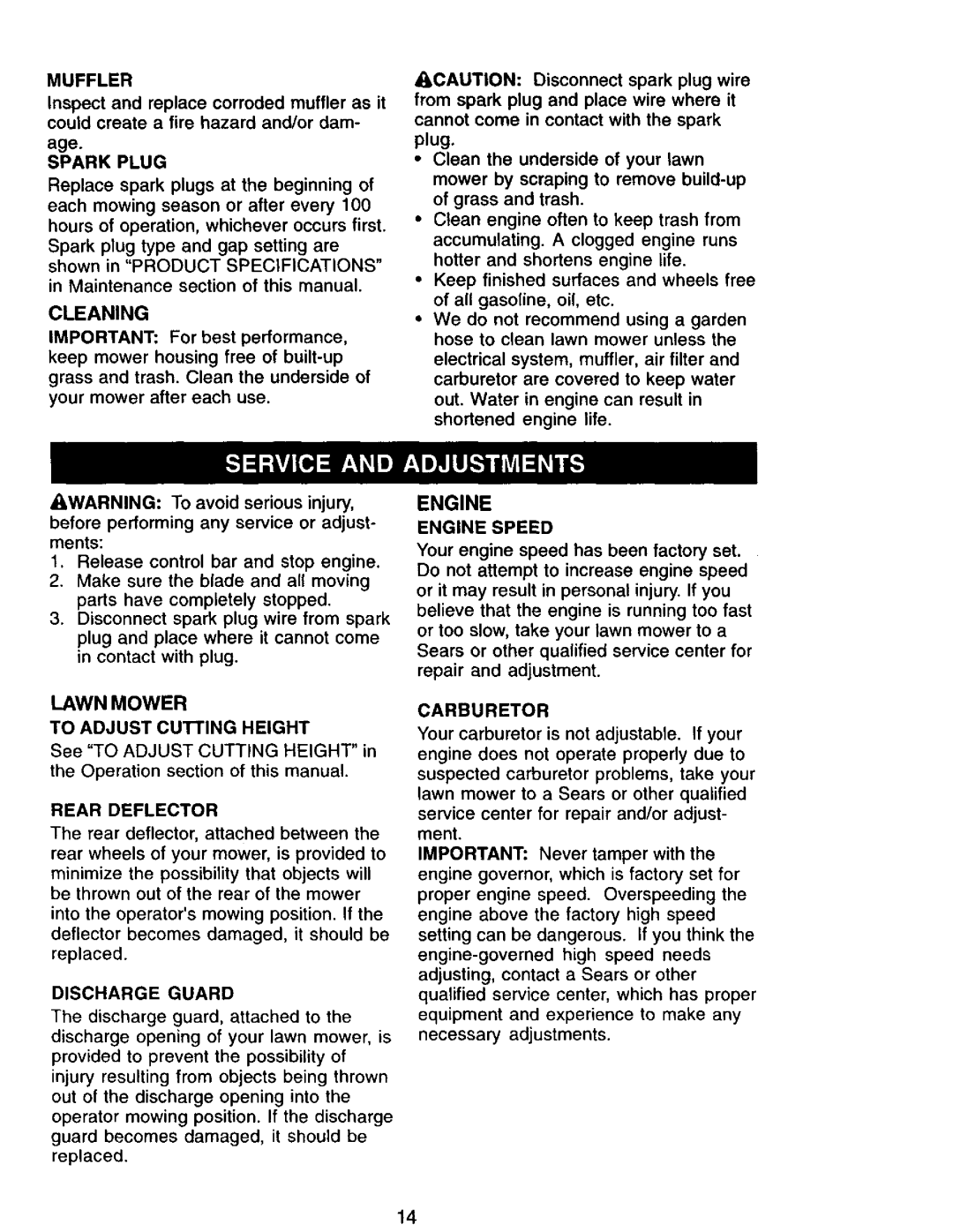 Sears 944.36201 owner manual Cleaning 