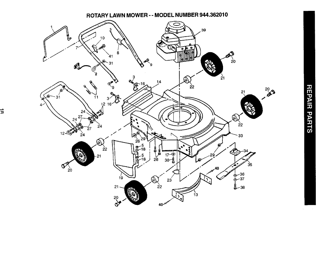 Sears 944.36201 owner manual Rotary Lawn Mower --MODEL Number 