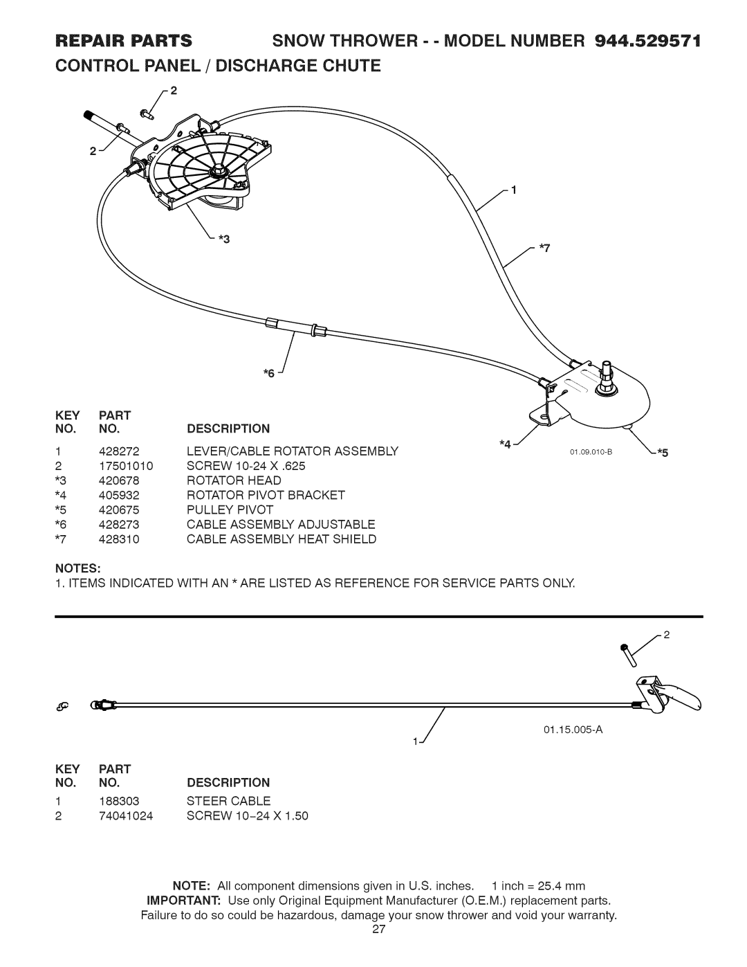 Sears 944.529571 owner manual Description 