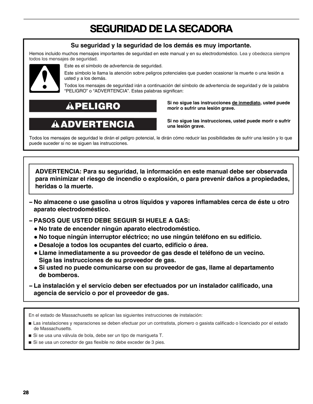 Sears 9709, 110.9708 manual Seguridad De La Secadora, Peligro Advertencia 