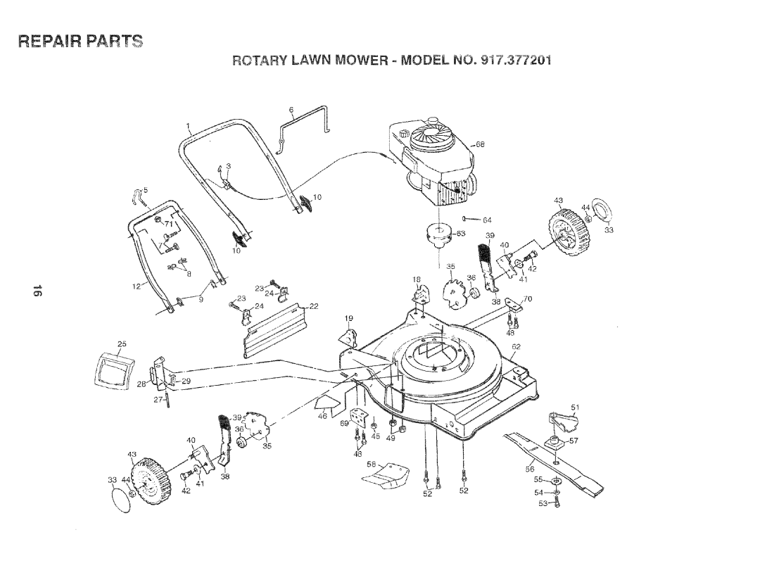 Sears 917.377201, 975502, 14.3 owner manual Rotary Lawn Mower - Model No, Repair Parts 