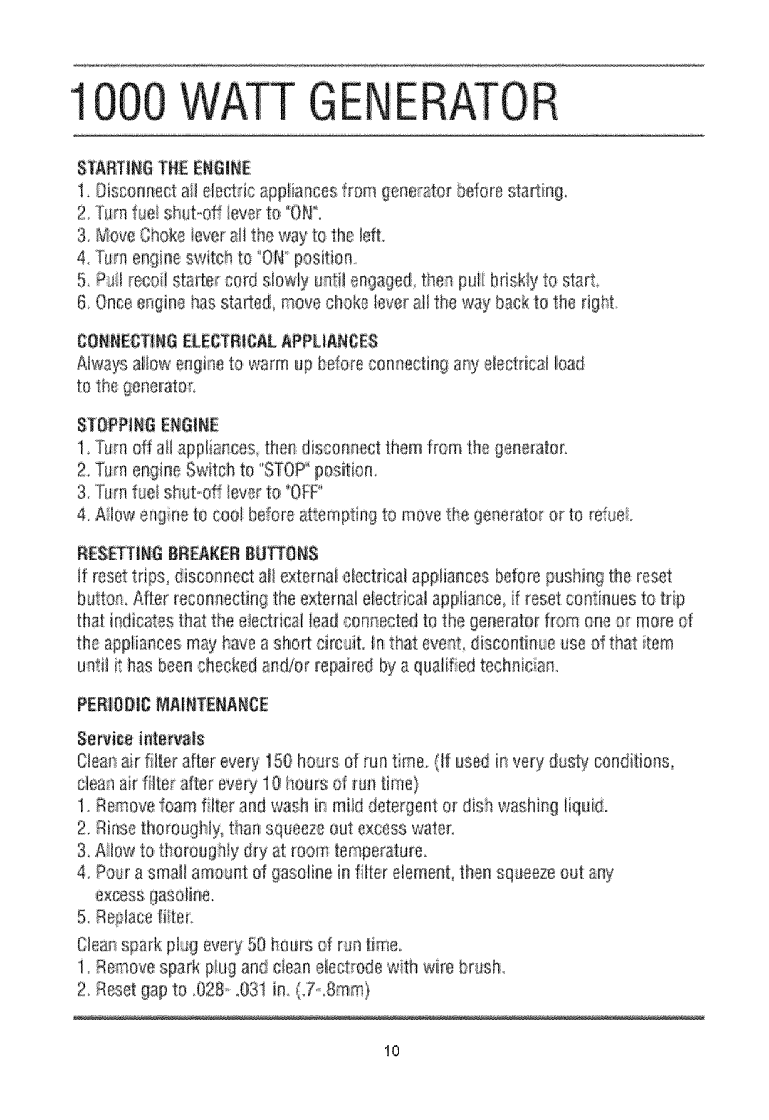 Sears APG3004A manual CONNECTIN6ELECTRICALAPPLIANCES, Stoppingengine, Periodicmaintenance 