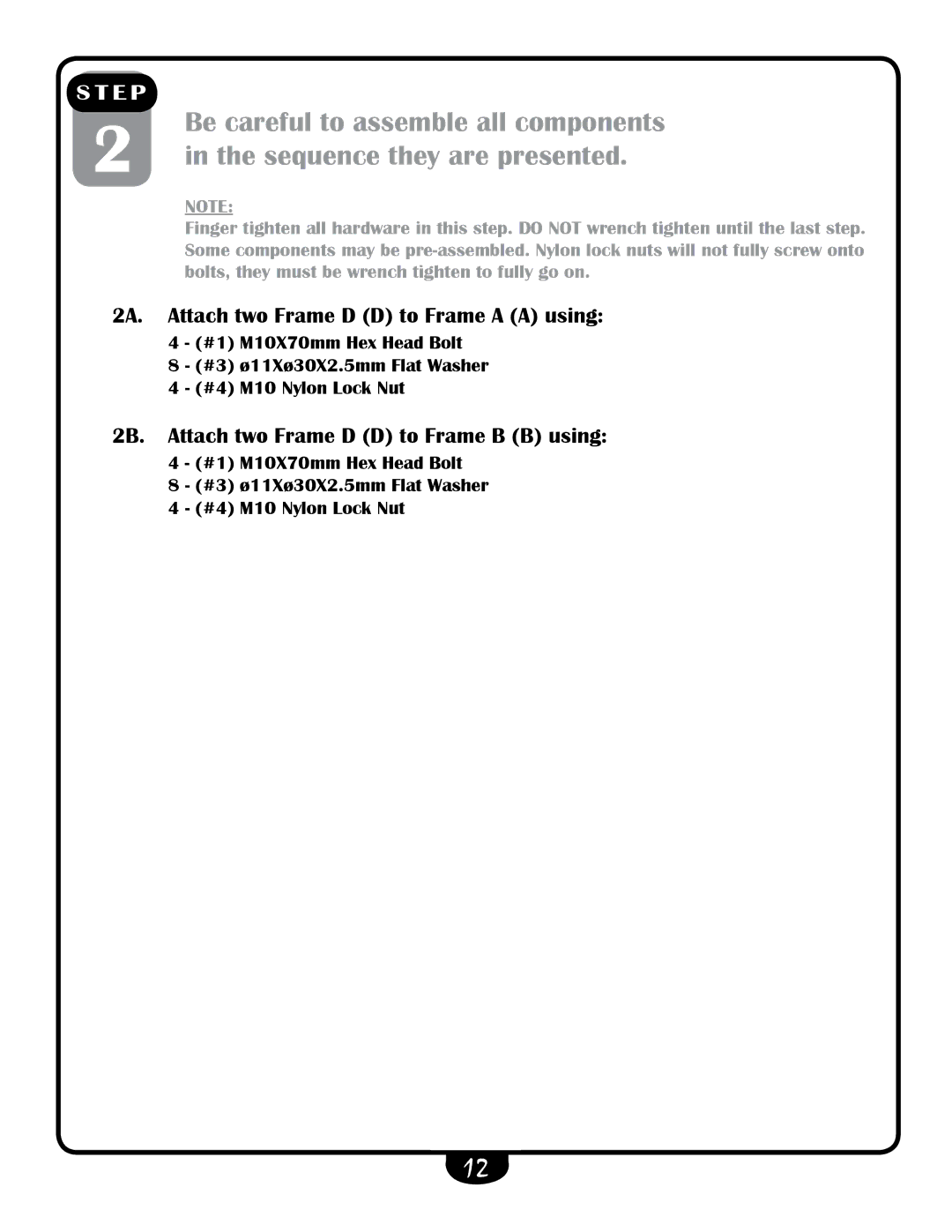 Sears BFPR100 owner manual 2A. Attach two Frame D D to Frame a a using 