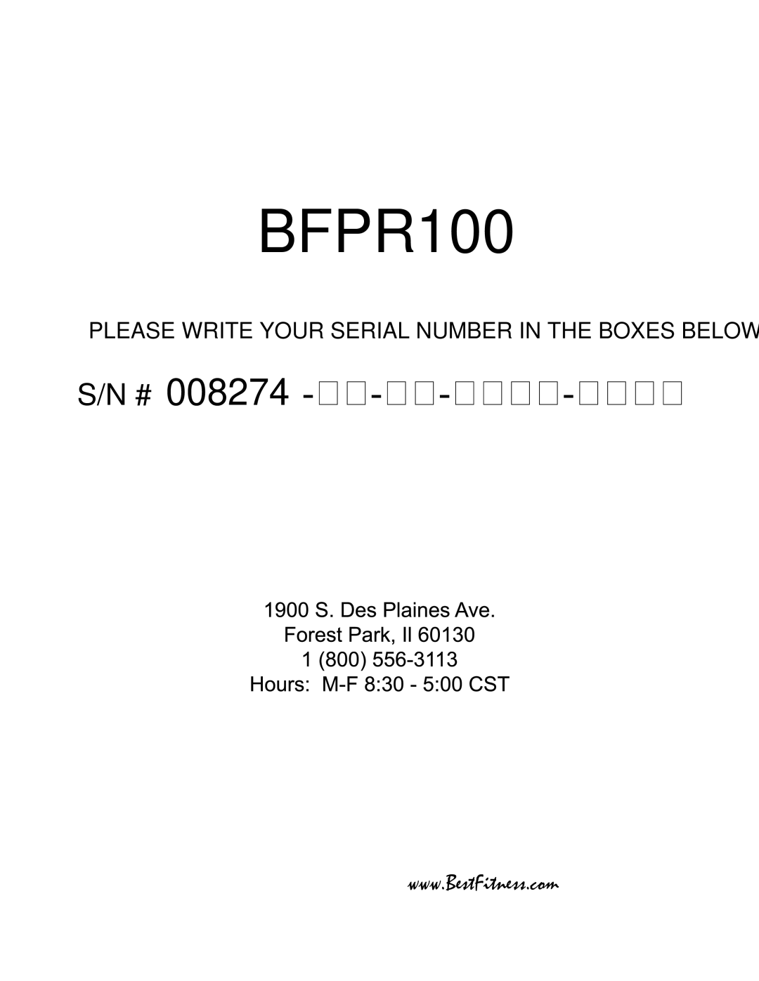 Sears BFPR100 owner manual 