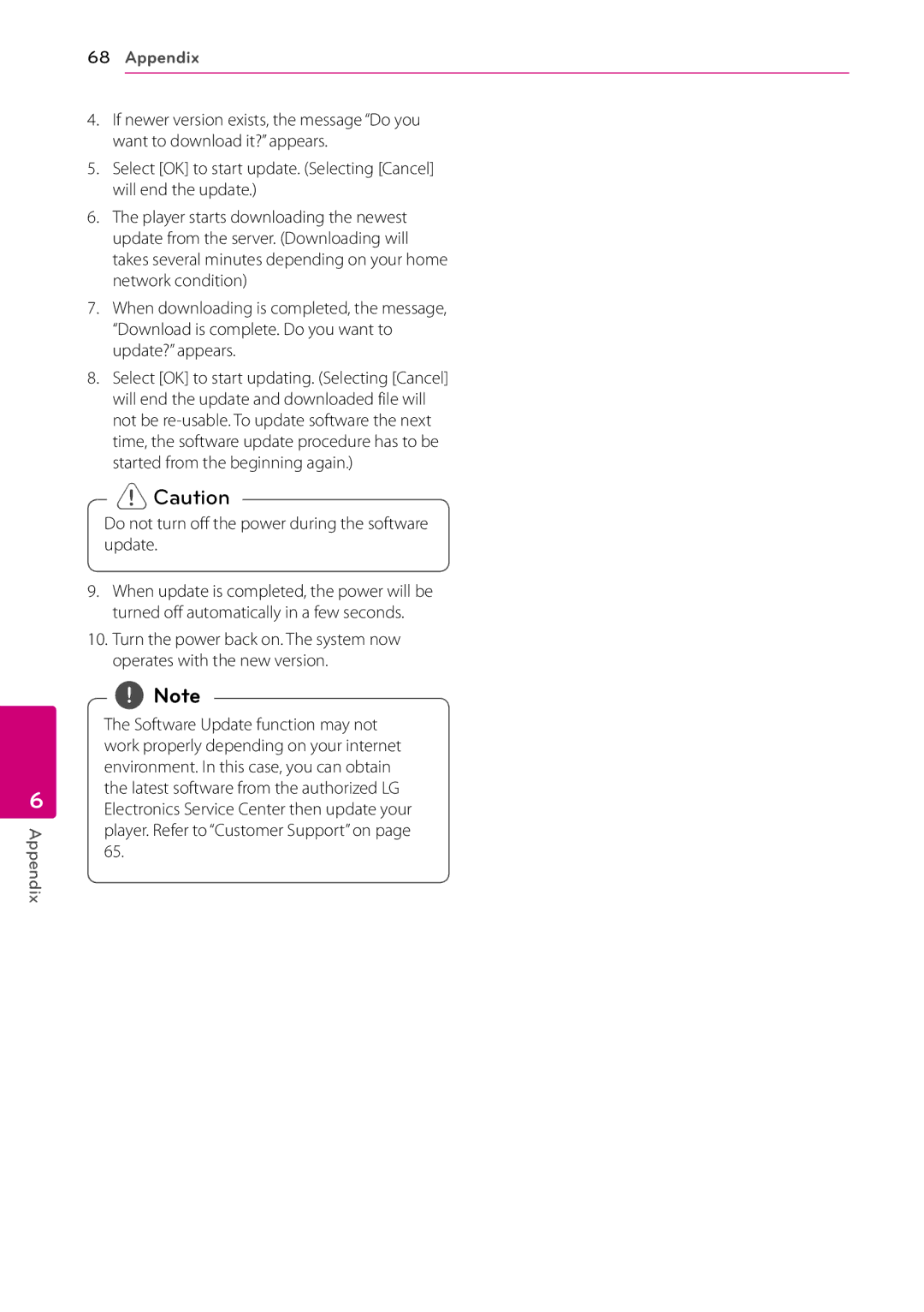 Sears BH9431PW, BH9430PW owner manual Do not turn off the power during the software update 