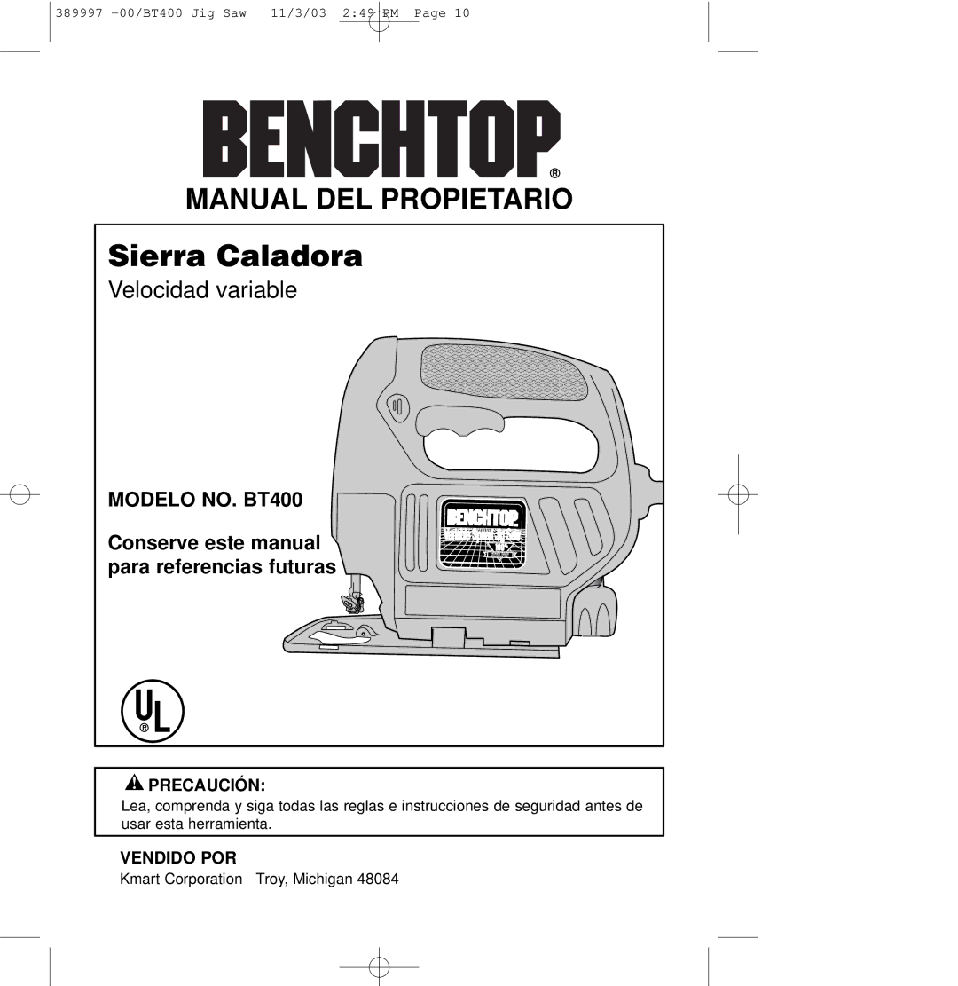 Sears BT400 owner manual Precaución, Vendido POR 