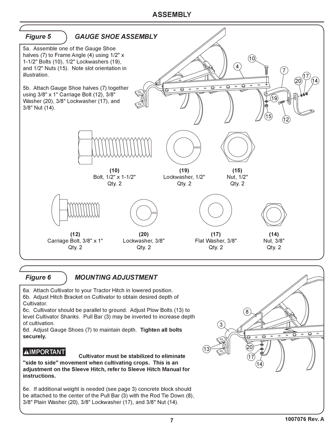 Sears CC-560 manual Gauge Shoe Assembly 