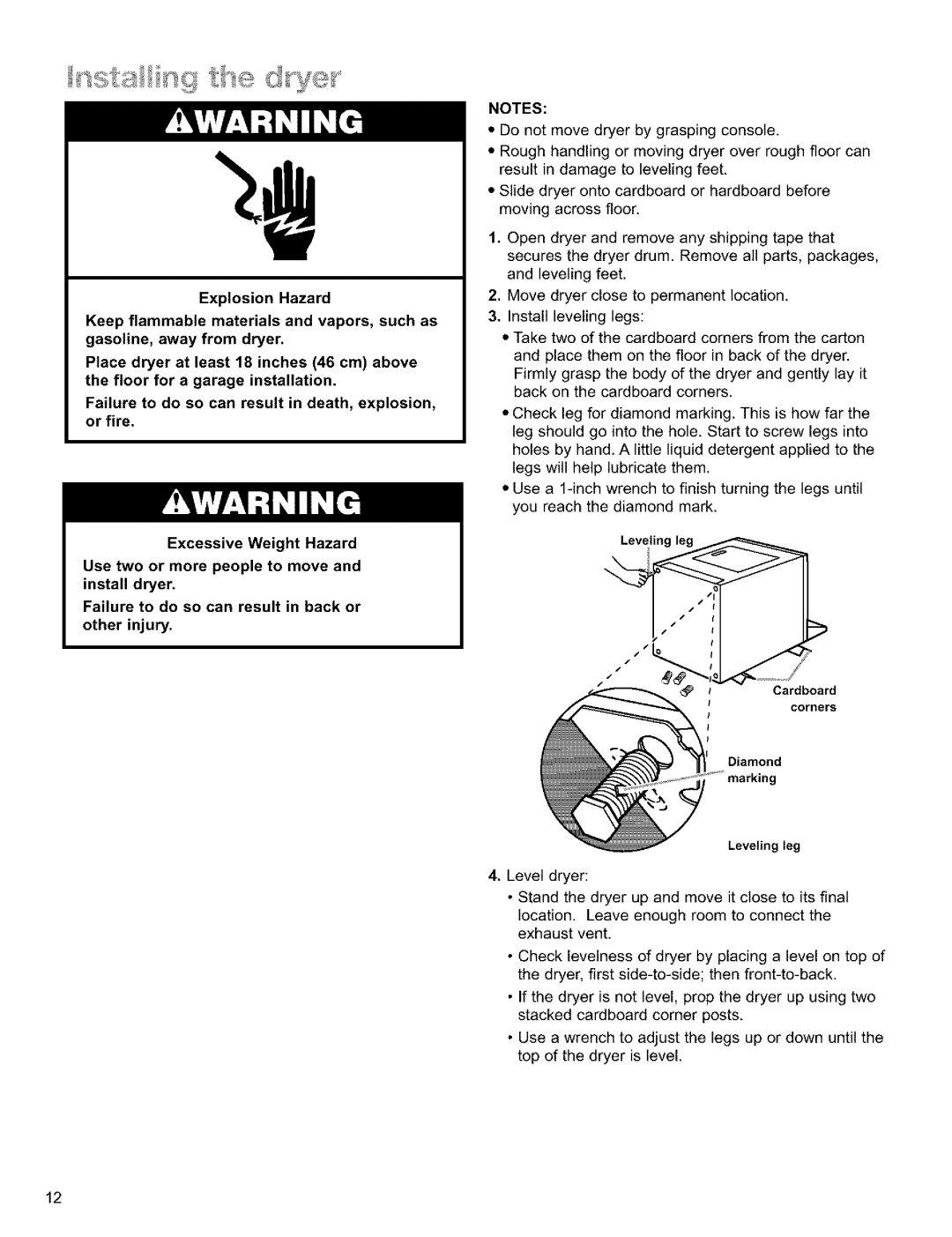 Sears Clothes Dryer owner manual Cardboard 