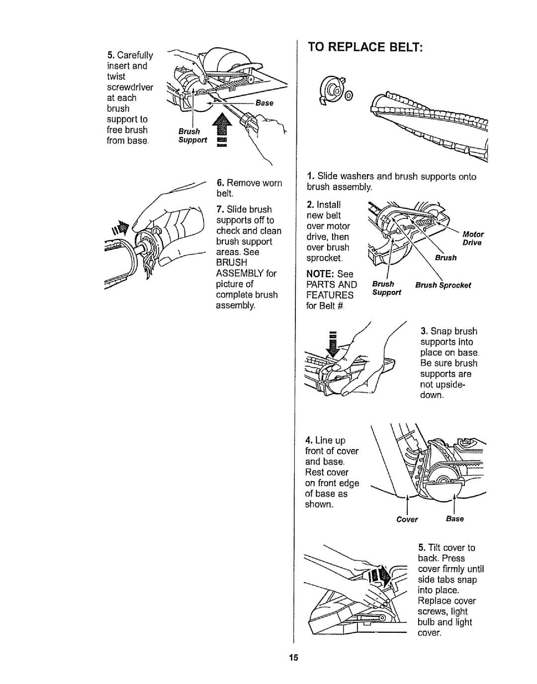 Sears CO1ZARD10UOO-4370537 owner manual Brush Support, Parts and Tures 