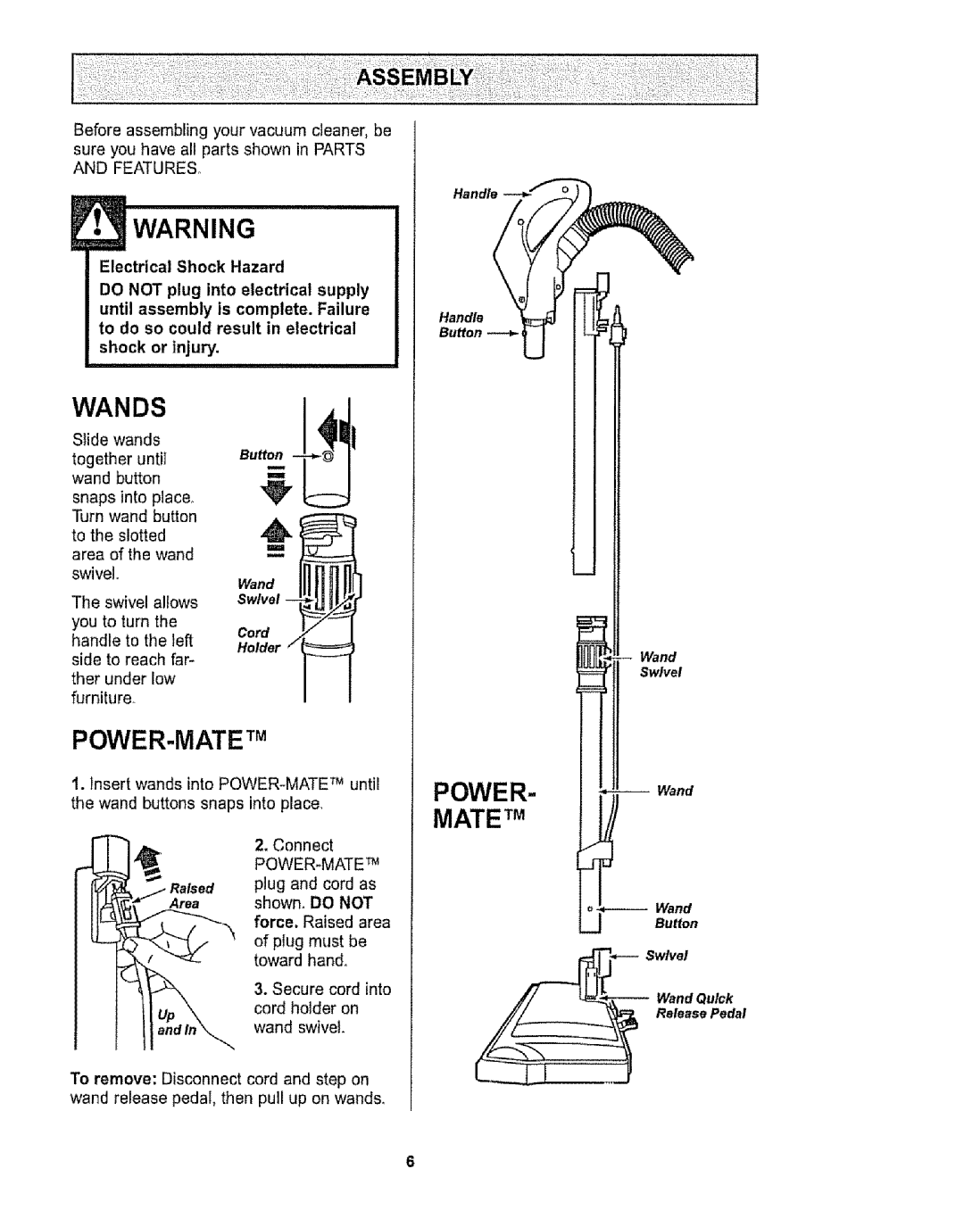 Sears CO1ZARD10UOO-4370537 owner manual POWER- Mate TM, Power-Mate Tm 