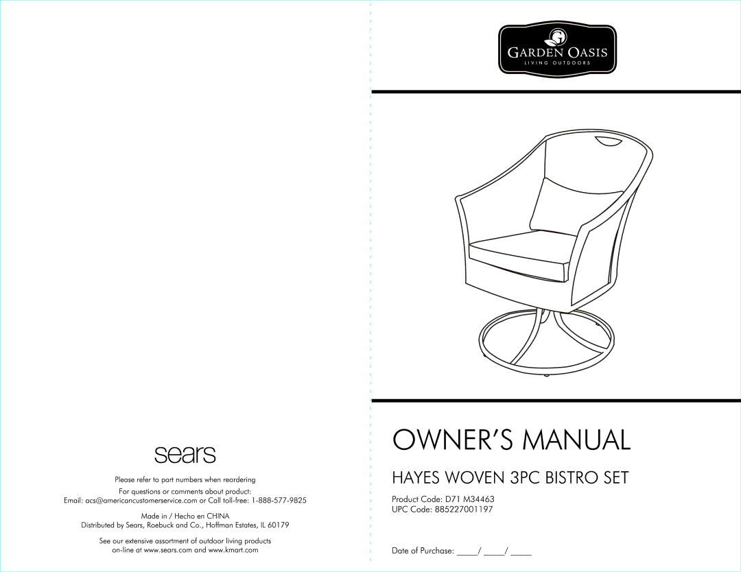 Sears D71 M34463 owner manual 