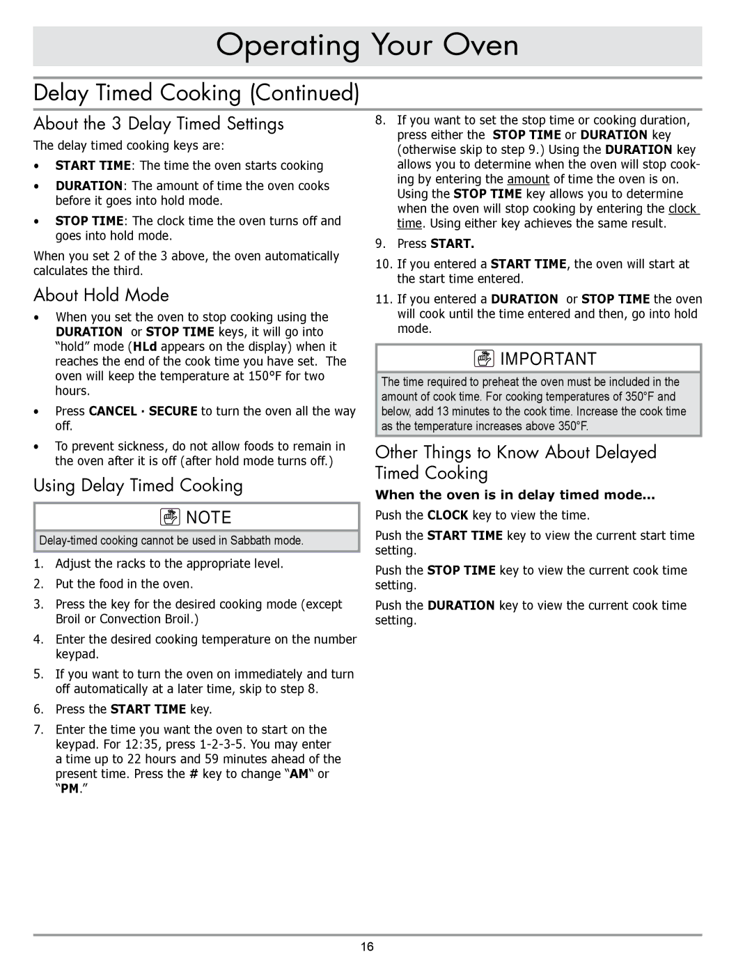 Sears EORD230 manual About the 3 Delay Timed Settings, About Hold Mode, Using Delay Timed Cooking 