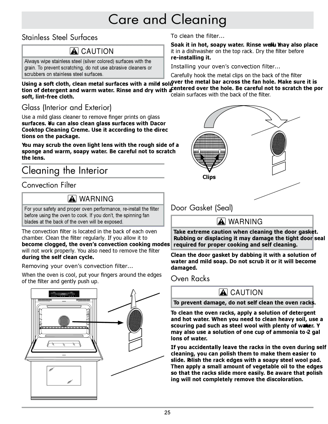 Sears EORD230 manual Cleaning the Interior 