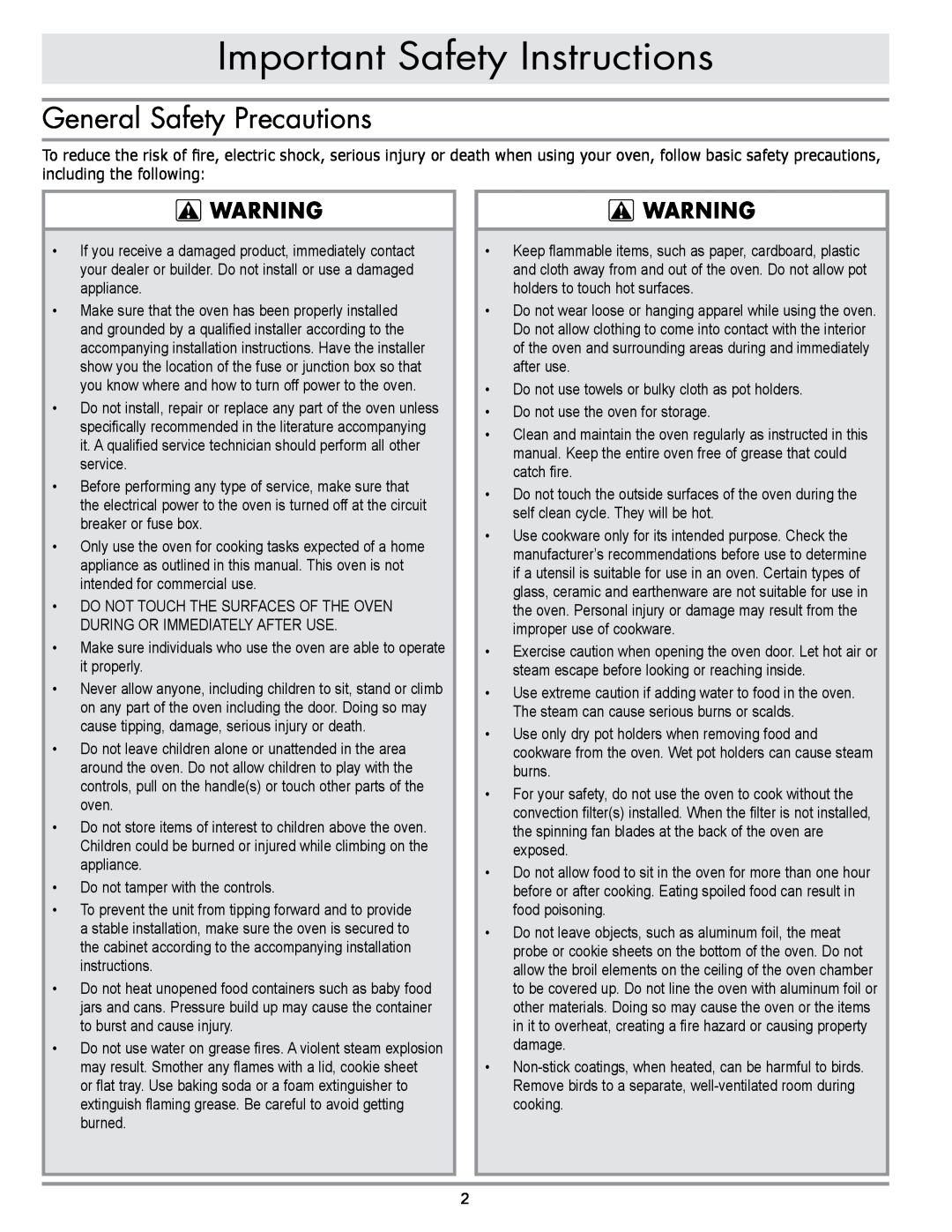 Sears EORD230 manual General Safety Precautions, Important Safety Instructions 