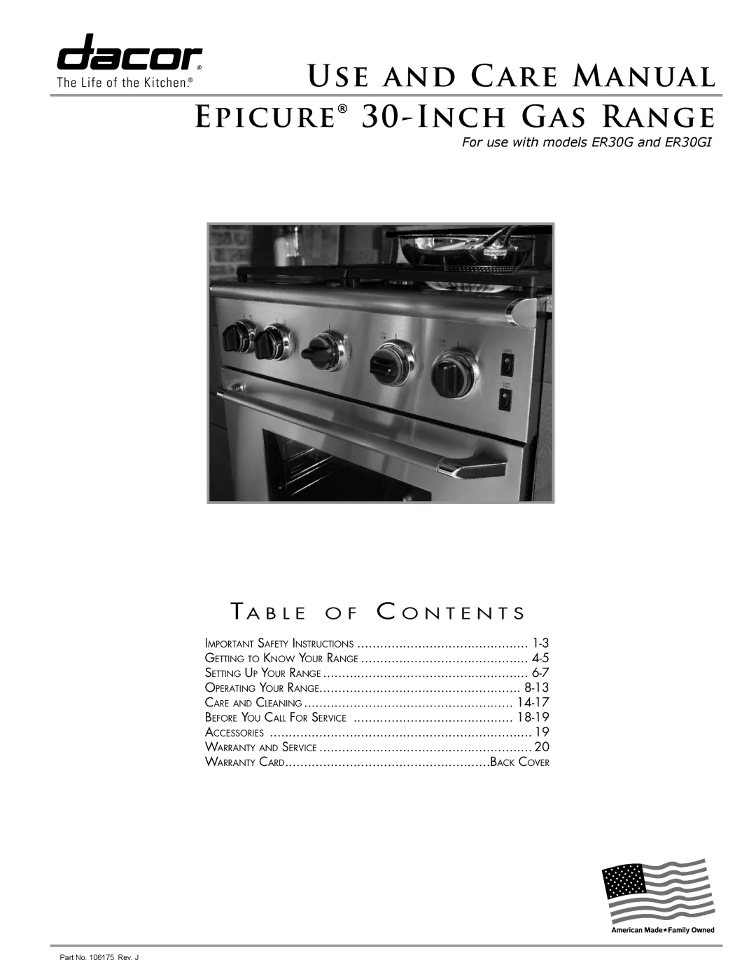 Sears ER30GI manual USE and Care Manual Epicure 30-INCH GAS Range 