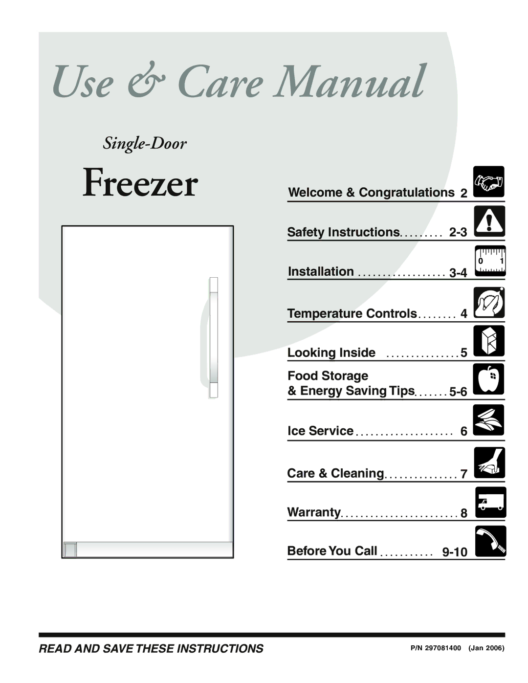 Sears Freezer Single-Door warranty Use & Care Manual 