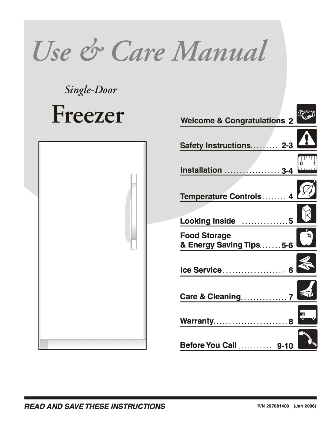 Sears Freezer Single-Door warranty Use & Care Manual 