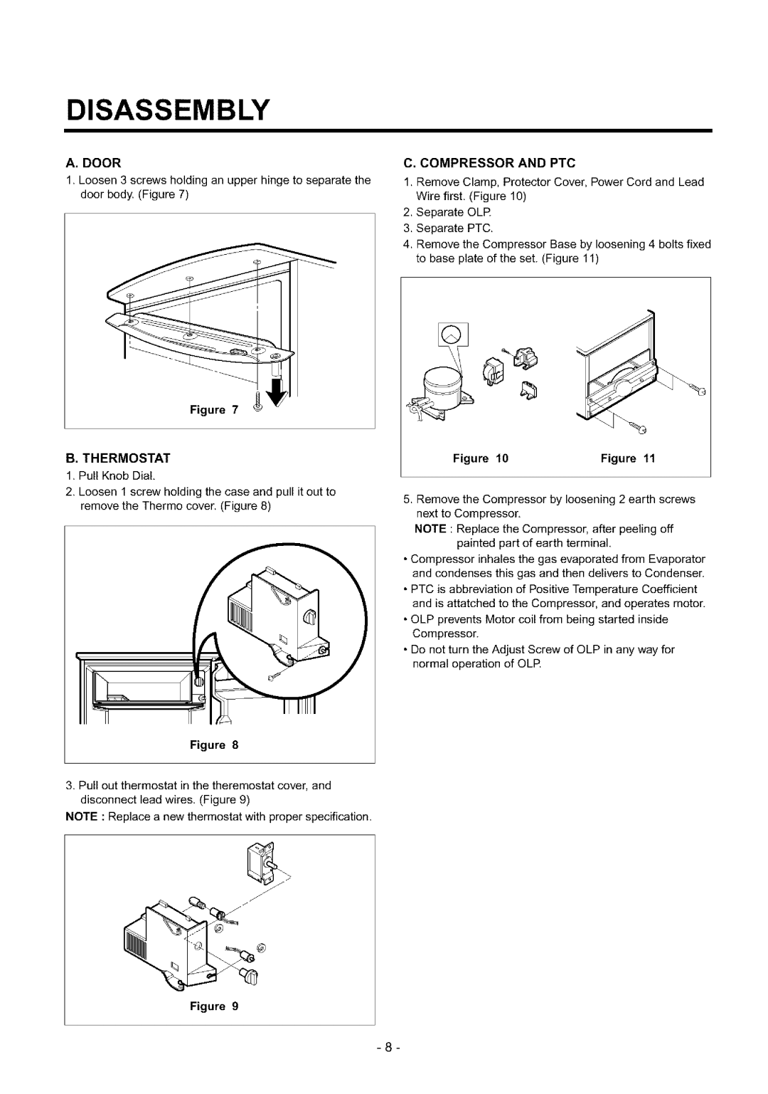 Sears GR-151SF, GR-151SPF, GR-131SF, GR-051SF, GR-131SPF manual Disassembly, Compressor and PTC 