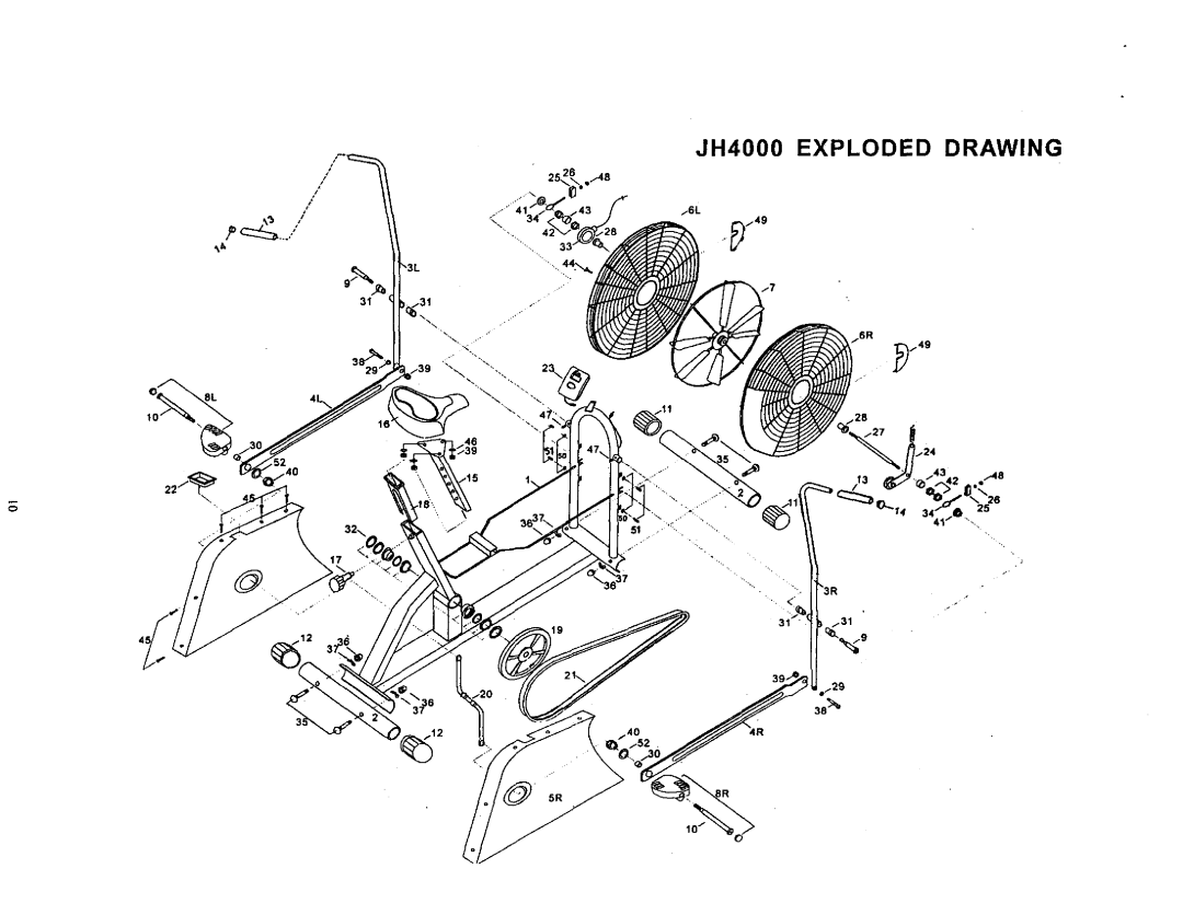 Sears 142.288040 operating instructions JH4000 EXPLODED DRAWING 