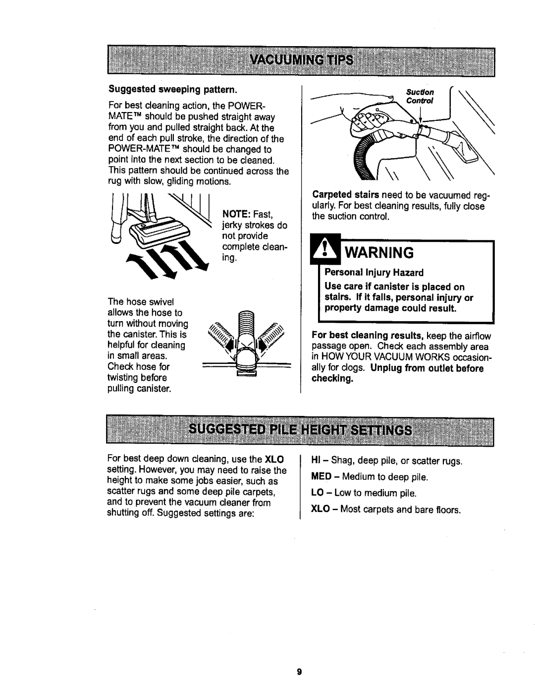 Sears L0711256 owner manual Suggestedsweepingpattern 