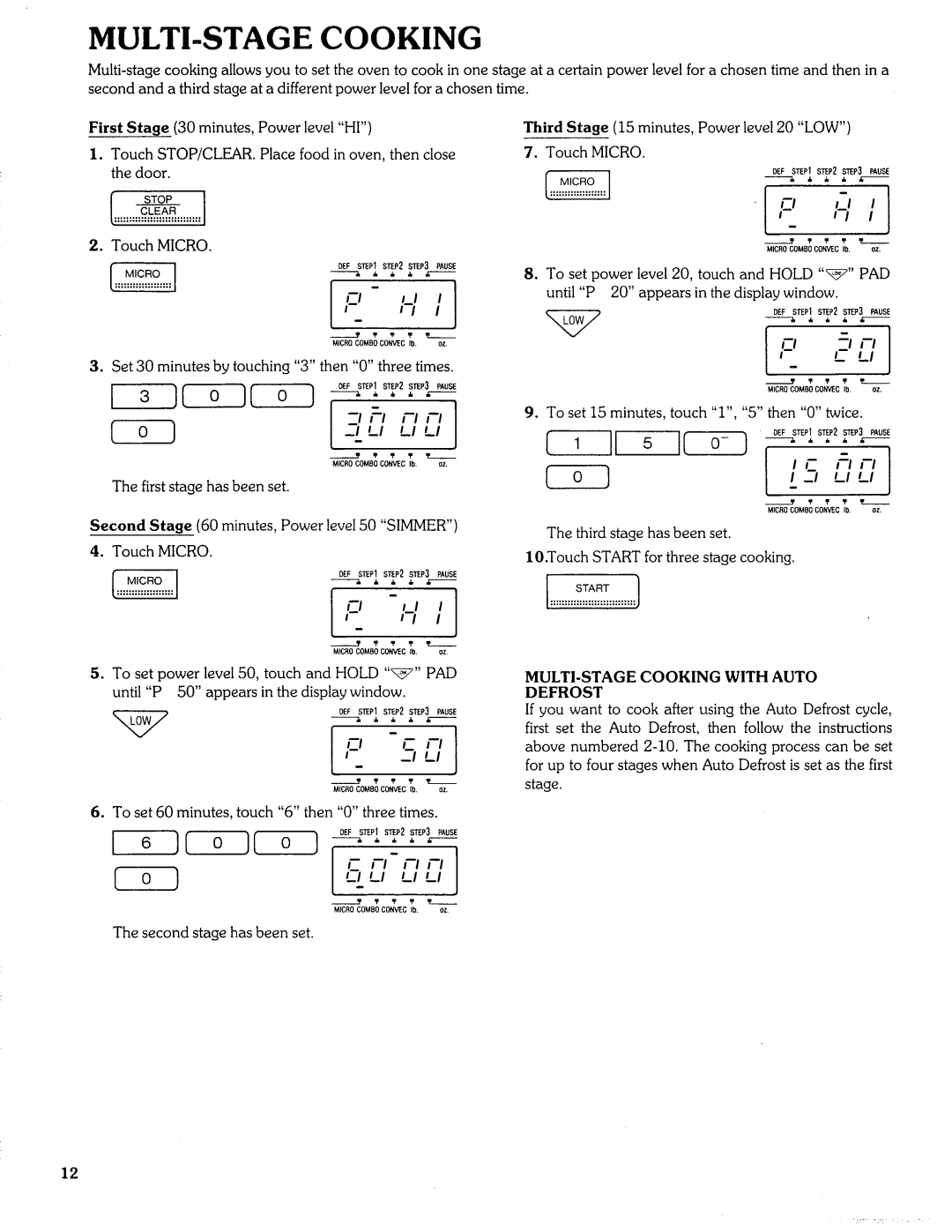 Sears Microwave Oven manual MULTI-STAGE Cooking 